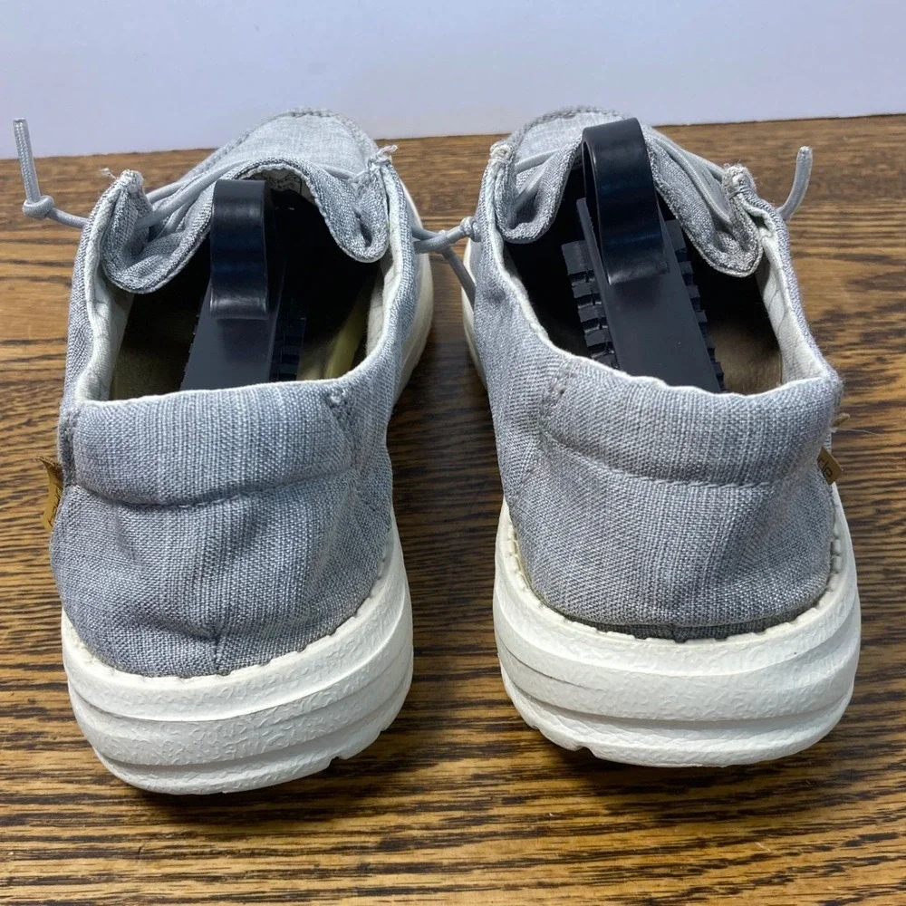 Hey Dude Wendy Youth Linen Grey Slip On Loafers Shoes Size US Y4 L5 EU 36